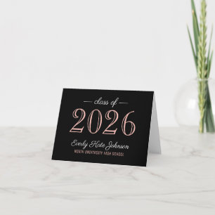 Cartão De Agradecimento Classe Negra Dourada Elegante de Graduação 2025