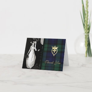 Cartão De Agradecimento Classic Black Watch Plaid Photo Thank You Card