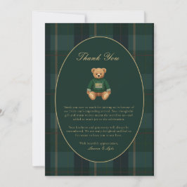 Cartão De Agradecimento Classic Dark Plaid Lauren Inspired Baby Shower 