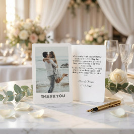 Cartão De Agradecimento Classic Formal Wedding Photo Thank You Card
