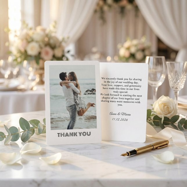 Cartão De Agradecimento Classic Formal Wedding Photo Thank You Card (Criador carregado)