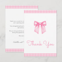 Classic Gingham Pink Bow Baby Shower