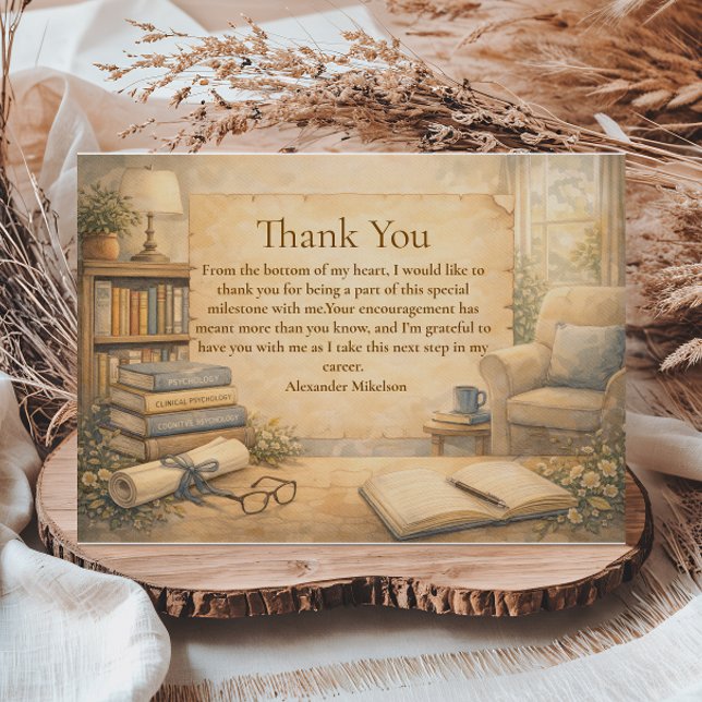 Cartão De Agradecimento Classic Psychology Graduation (Criador carregado)