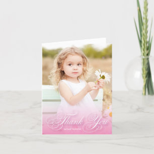 Cartão De Agradecimento Classic Swirly Script Pink With Photo   Thank You