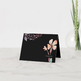 Cartão De Agradecimento Clássica Azul de Cores Aquáticas Folha Floral