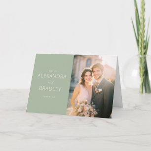Cartão De Agradecimento Clássica Foto Romântica em Verde Menta