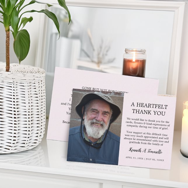 Cartão De Agradecimento Clássica Foto Sentimental de Funeral (Classic Funeral Heartfelt Photo Thank You Card)