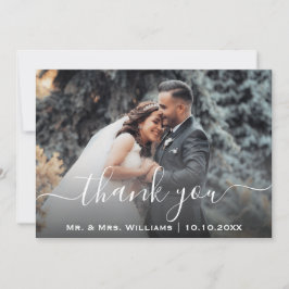 Cartão De Agradecimento Clássica Trendy Chic Wedding Foto Noiva E Groom