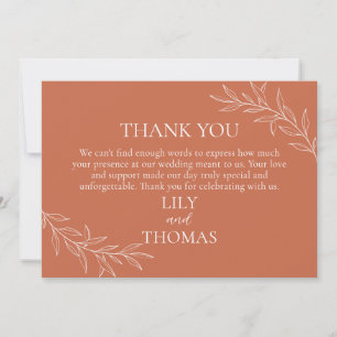 Cartão De Agradecimento Clássico Casamento Boho Terracota