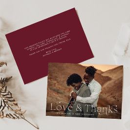 Cartão De Agradecimento Clássico Elegance Love e Obrigados Burgundy Foto