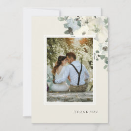 Cartão De Agradecimento Clássico Elegante Vintage Creme Floral Casamento