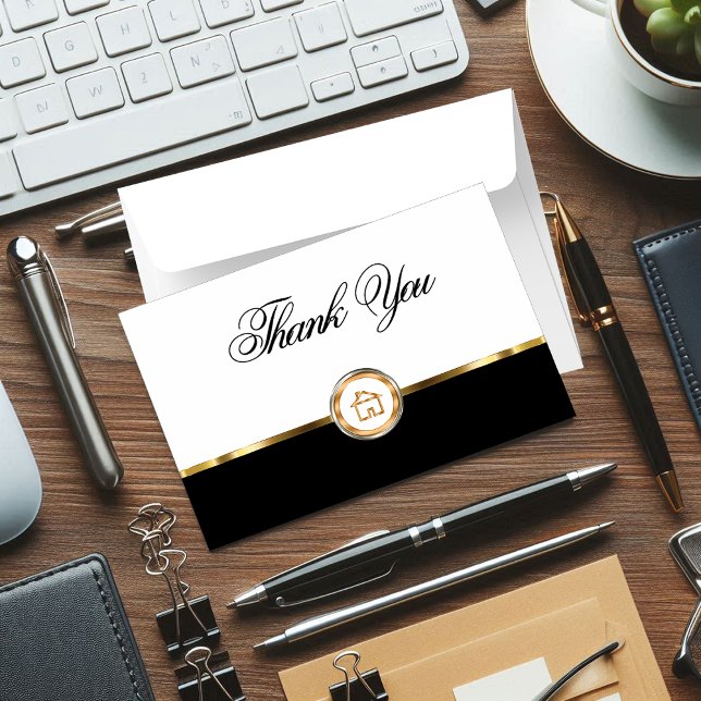 Cartão De Agradecimento Clássico Imobiliário Obrigado Notecards (Criador carregado)