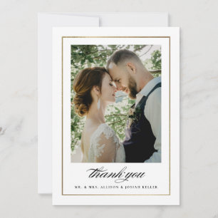 Cartão De Agradecimento Clássico Ouro Foto Casamento