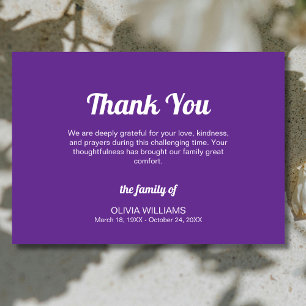 Cartão De Agradecimento Clássico Roxo Real Simpatia Funeral Tradicional