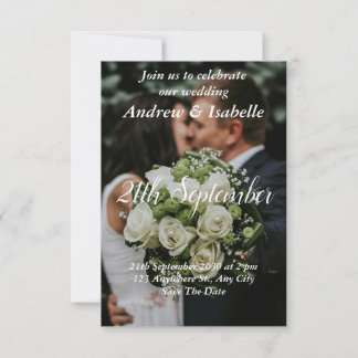 Cartão De Agradecimento Clássico Simples Casamento Moderno de Elehgant