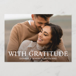 Cartão De Agradecimento Clássico Simples Fotografia de Casamento Elegante