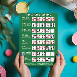 Cartão De Agradecimento Classificação de Mão de Poker com Tabela de Visuai
