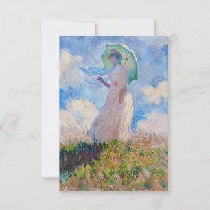 Cartão De Agradecimento Claude Monet - Mulher com Guarda-Sol virada para a