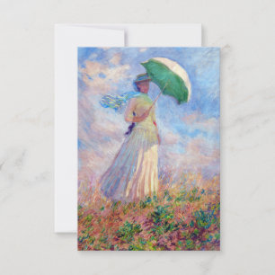 Cartão De Agradecimento Claude Monet - Mulher com Guarda-Sol virada para a