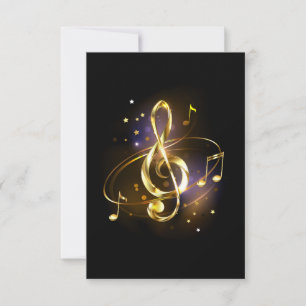 Cartão De Agradecimento Clave de Sol Musical de Ouro