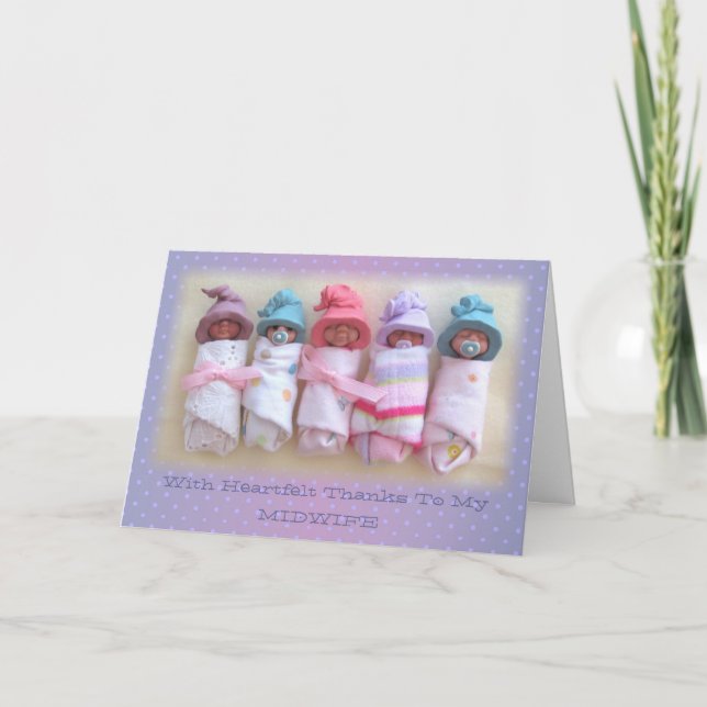 Cartão De Agradecimento Clay Babies: Obrigados À Minha Parteira: Escultura (Frente)