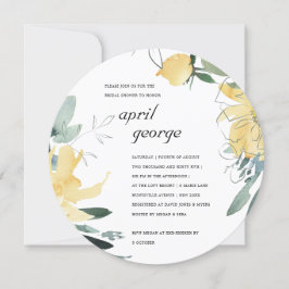 CARTÃO DE AGRADECIMENTO CLEAN YELLOW GREEN FLORAL CHÁ DE PANELA INVITE