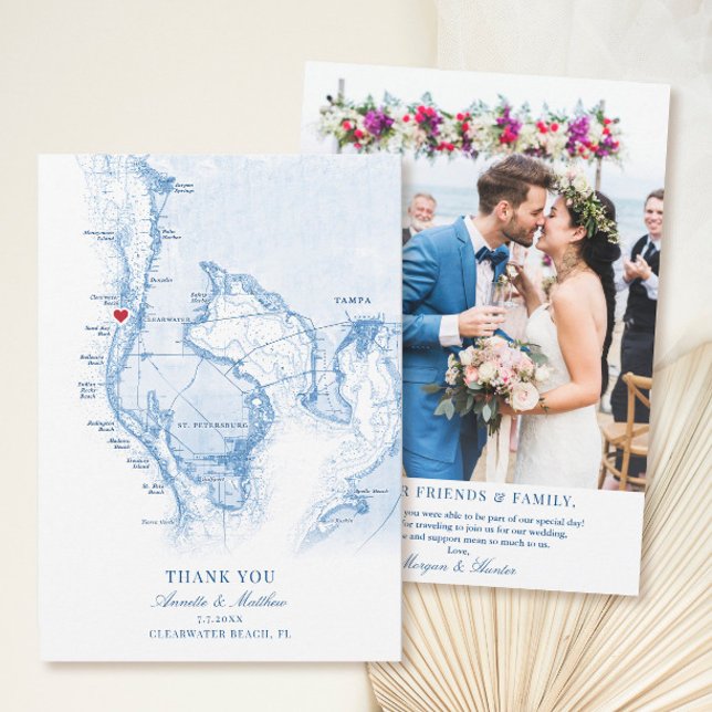 Cartão De Agradecimento Clearwater Beach Florida Wedding Flat (These Clearwater Beach Thank You cards are perfect for your Tampa Bay destination wedding)