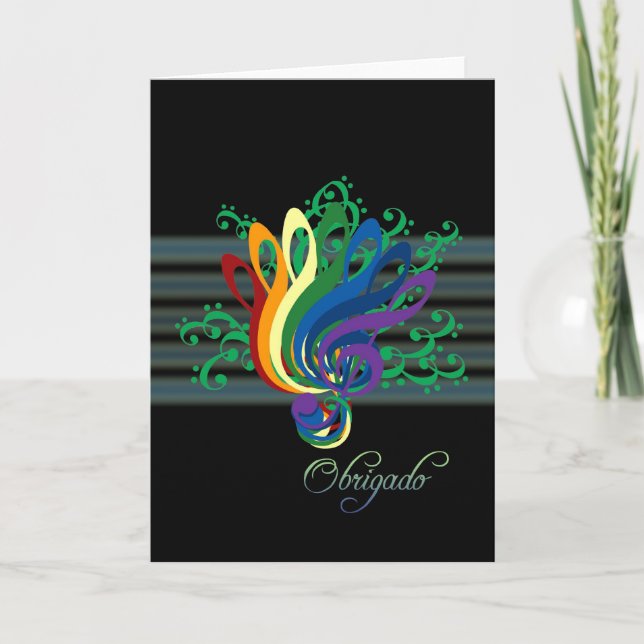 Cartão De Agradecimento Clef Buquê Obrigado em Português (Frente)