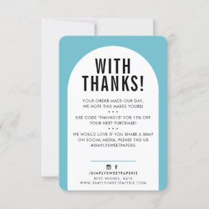 Cartão De Agradecimento CLIENTE AGRADEÇO A VOCÊ O azul-turquesa moderno