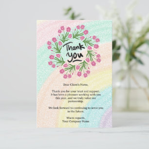 Cartão De Agradecimento Cliente de Pequenas Empresas Floral do Rainbow