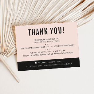 Cartão De Agradecimento CLIENTE OBRIGADO VOCÊ A PISCAR rosa-preto