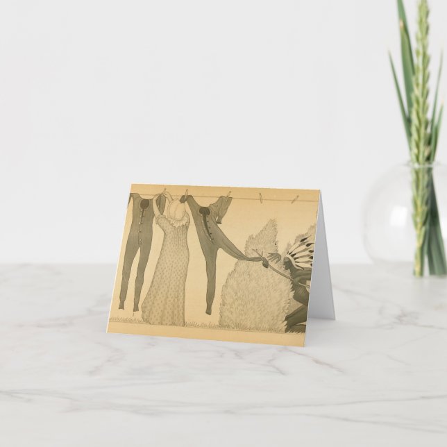 Cartão De Agradecimento Clothesline, Savage Iowa, 1923 por Grant Wood (Frente)