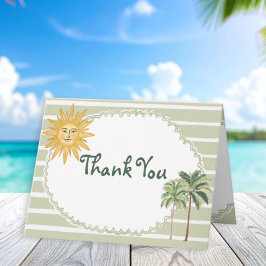 Cartão De Agradecimento Coastal Chic Sun Palm Tree Wedding