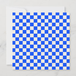 Cartão De Agradecimento Cobalt and cream checkerboard pattern