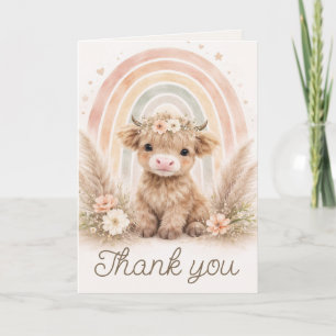 Cartão De Agradecimento Cobertor de Boho Highland Cow Chuveiro de Bebê Arc