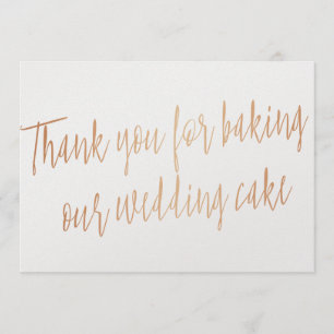 Cartão De Agradecimento Cobre "Obrigado por assar nosso bolo de casamento"