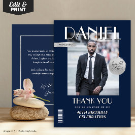 Cartão De Agradecimento Cobrir de revista personalizada de aniversário mod