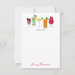 Cartão De Agradecimento Cocktails de Aquarela e Bebidas de Partido Persona