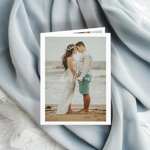 Cartão De Agradecimento Código QR Casamento Manuscrito Obrigado 3 Fotos