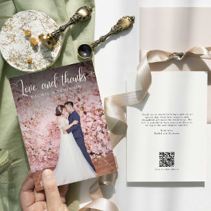 Cartão De Agradecimento Código QR de casamento Foto de obrigados e amor Ob