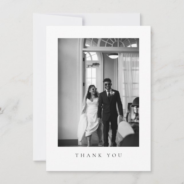 Cartão De Agradecimento Código QR de Foto de Casamento Formal Clássico (Frente)