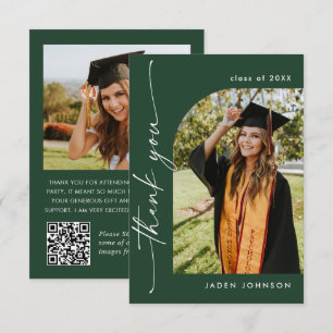 Cartão De Agradecimento Código QR de Foto de Graduação Minimalista Elegant