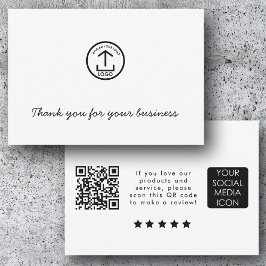 Cartão De Agradecimento Código QR de Link de Revisão de Logotipo de Negóci