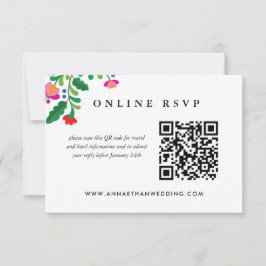 Cartão De Agradecimento Código QR de RSVP Online de Casamento Colorido Mex