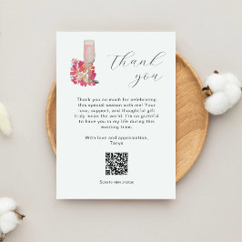 Cartão De Agradecimento Código QR do Prosecco Pétalas Obrigado no Chá de N