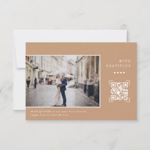 Cartão De Agradecimento Código QR Moderno Simples Foto De Casamento Obri