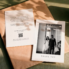 Cartão De Agradecimento Código QR para Foto de Casamento Formal Clássico