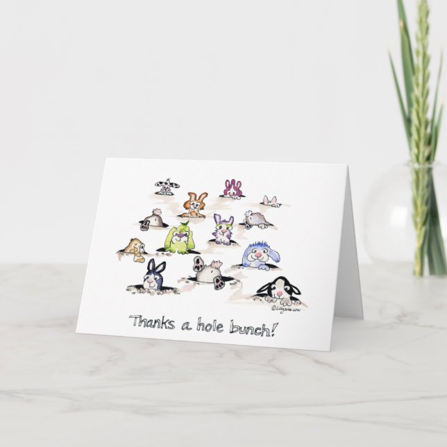 Cartão De Agradecimento Coelhos: Agradece a um grupo do furo (Frente)