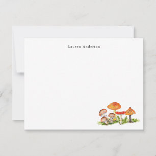 Cartão De Agradecimento Cogumelos aquarela floresta plana Obrigado