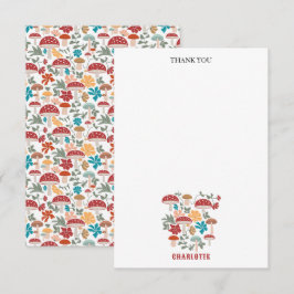 Cartão De Agradecimento Cogumelos e Meio século Floral Nome Personalizado 